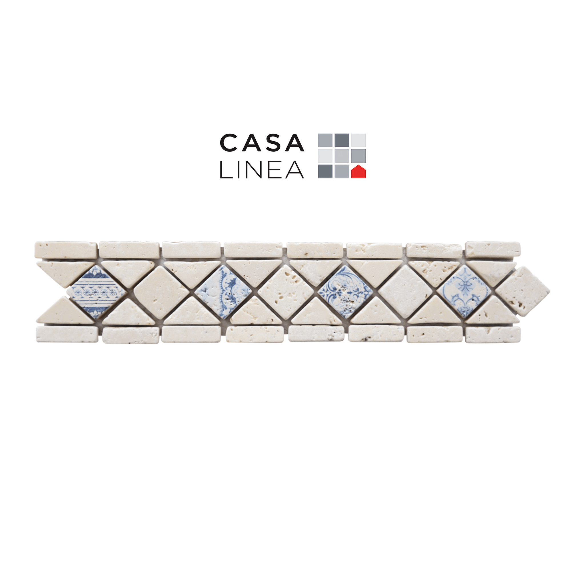 Listel en travertin décoré bleu