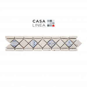 Listel en travertin décoré bleu