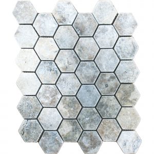 Mosaïque Hexagone Travertin Gris